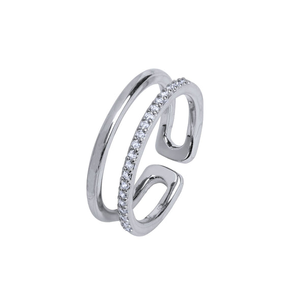 Anillo acabado Plata Tira Circonitas Lisa