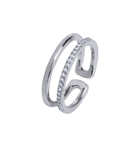 Anillo acabado Plata Tira Circonitas Lisa