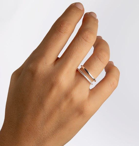 Anillo acabado Plata Tira Circonitas Lisa
