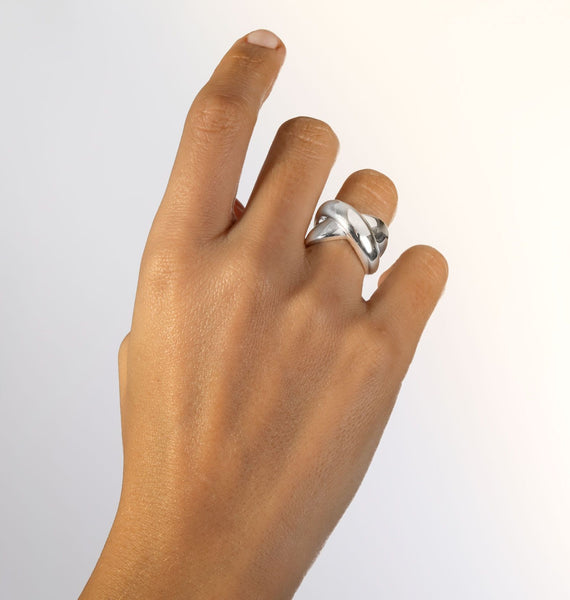 Anillo acabado Plata Tiras Anchas