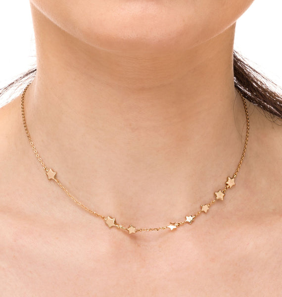 Collar acabado en Oro 18 Kt estrellas intercaladas