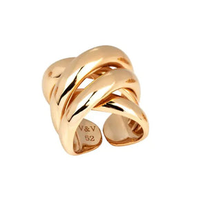 Anillo acabado en Oro 18 Kt cuatro tiras ancho