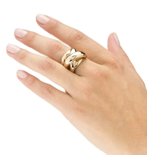Anillo acabado en Oro 18 Kt ancho brillo