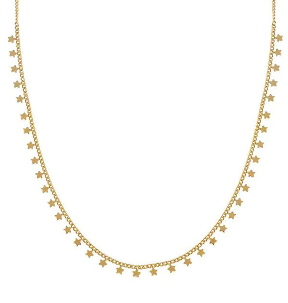 Collar acabado en Oro 18 Kt estrellas colgantes