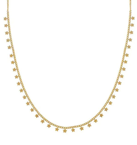 Collar acabado en Oro 18 Kt estrellas colgantes