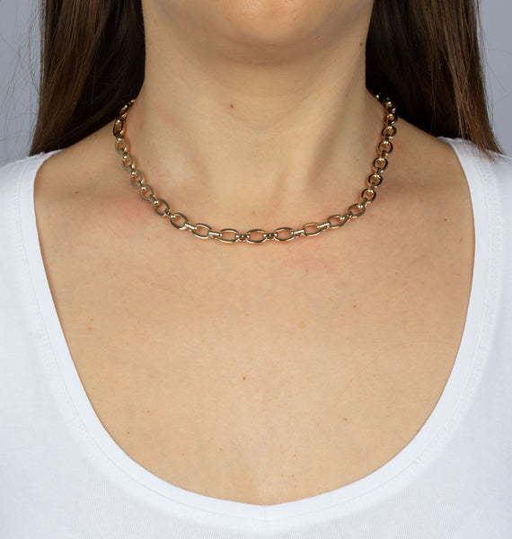 Collar acabada en Oro 18 Kt eslabones