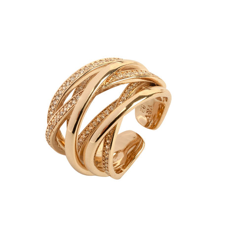 Anillo acabado Oro 18Kt Tiras Circonitas
