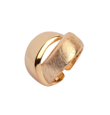 Anillo acabado Oro 18Kt Tiras Brillo Rayado