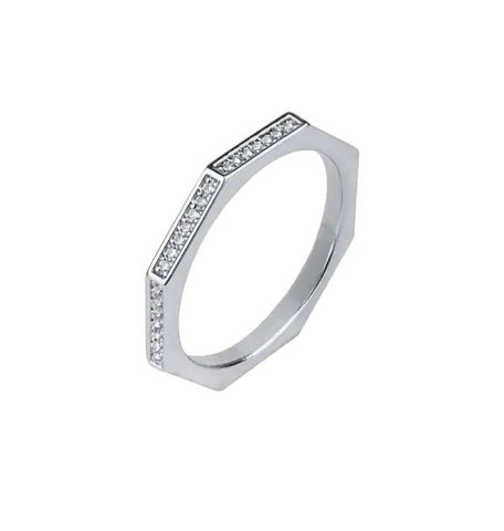 Anillo octogonal Circonitas acabado en Rodio