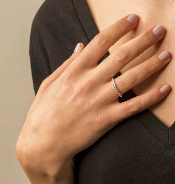 Anillo octogonal Circonitas acabado en Rodio