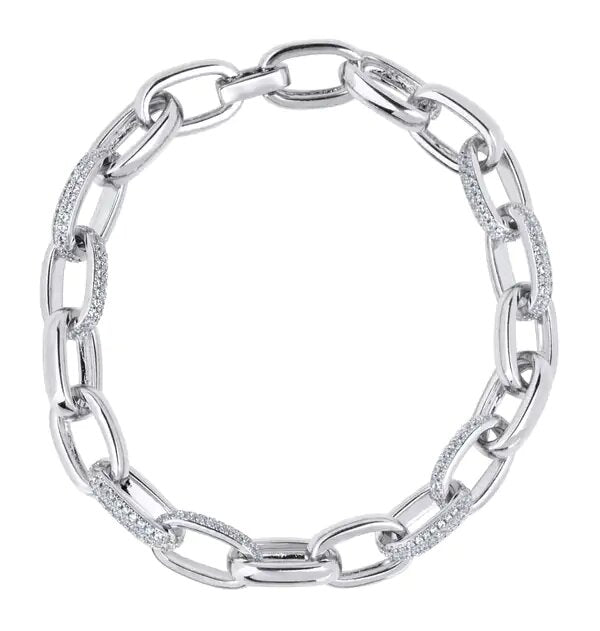 Pulsera eslabones acabado en Rodio y circonitas
