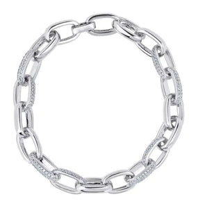 Pulsera eslabones acabado en Rodio y circonitas