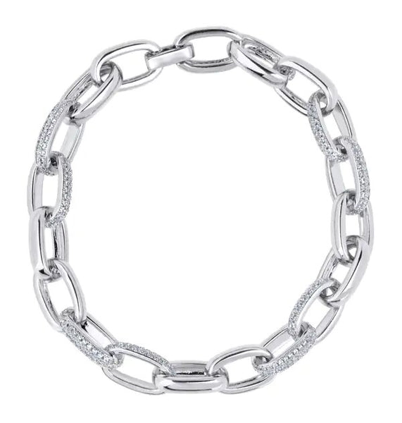 Pulsera eslabones acabado en Rodio y circonitas
