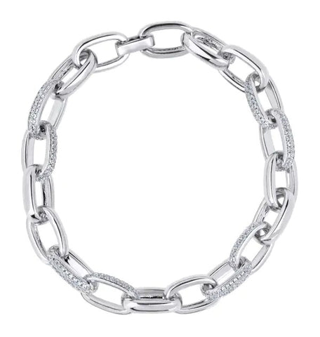 Pulsera eslabones acabado en Rodio y circonitas