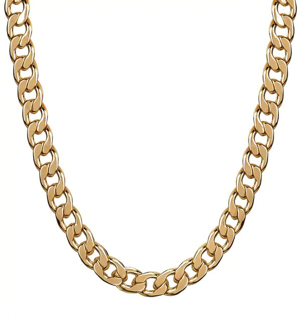 Collar acabado en Oro 18 Kt eslabones anchos planos