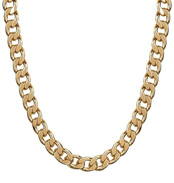 Collar acabado en Oro 18 Kt eslabones anchos planos