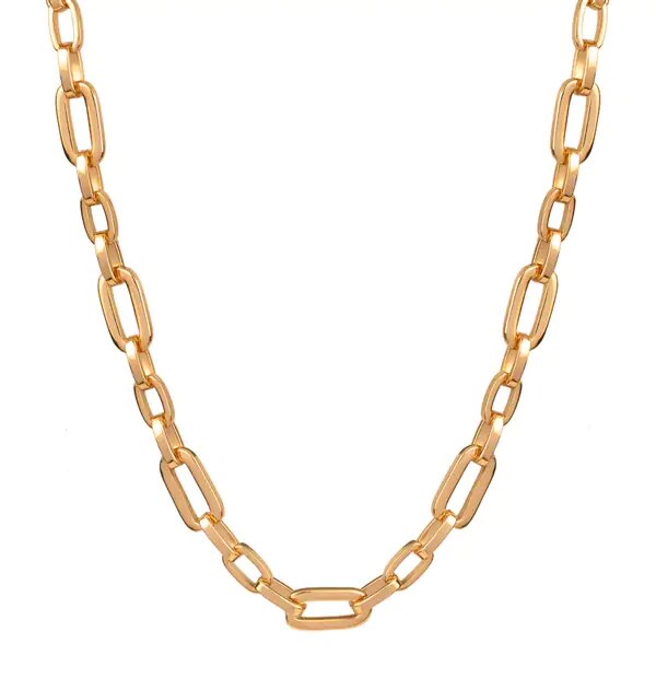 Collar Acabada en Oro 18Kt Eslabones Ovalados