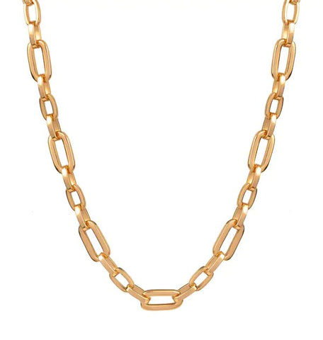 Collar Acabada en Oro 18Kt Eslabones Ovalados
